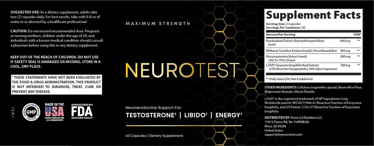 NeuroTest Product Label